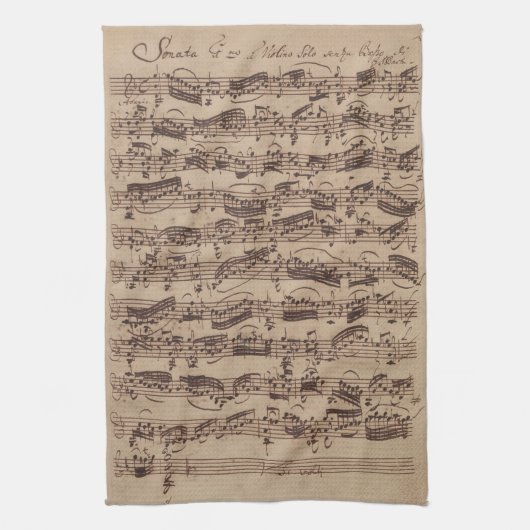 Antiek blad Music Bach Manuscript Theedoek (Verticaal)