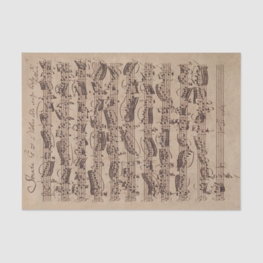 Antiek blad Music Bach Manuscript Tissuepapier (Voorkant)