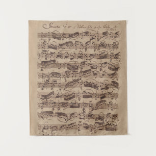 Antiek blad Music Bach Manuscript Wandkleed
