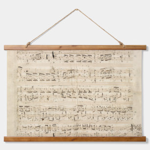 Antiek blad Music Chopin Manuscript Hangend Wandkleed