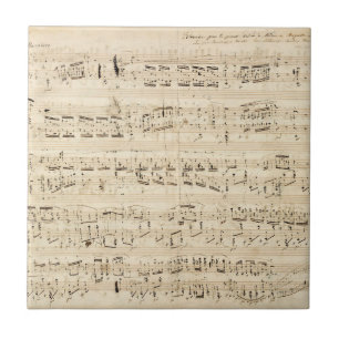 Antiek blad Music Chopin Manuscript Tegeltje