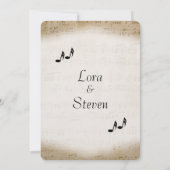 Antiek blad Music Theme Wedding Invitation Kaart (Achterkant)