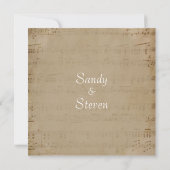 Antiek blad Music Theme Wedding Invitation Kaart (Achterkant)