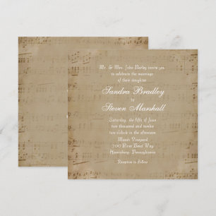 Antiek blad Music Theme Wedding Invitation Kaart