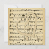 Antiek blad Music Theme Wedding Invitation Kaart (Achterkant)
