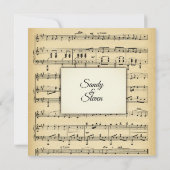 Antiek blad Music Theme Wedding Invitation Kaart (Achterkant)