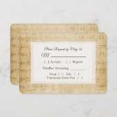 Antiek Bladmuziek Bruiloft RSVP-kaart RSVP Kaartje (Voorkant / Achterkant)
