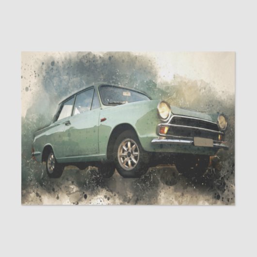  Antiek blauw autowrak Tissuepapier (Voorkant)