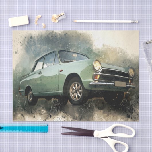 Antiek blauw autowrak Tissuepapier (Craft)