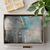  Antiek blauw autowrak Tissuepapier (Geschenk)