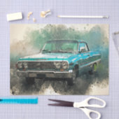  Antiek blauw autowrak Tissuepapier (Craft)