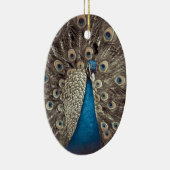 Antiek Blauw Peacock Keramisch Ornament (Rechts)