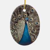 Antiek Blauw Peacock Keramisch Ornament (Voorkant)