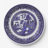 Antiek blauw Willow Pattern circa 1790 Papieren Bordje (Voorkant)