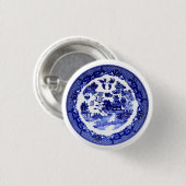 Antiek blauw Willow Pattern circa 1790 Ronde Button 3,2 Cm (Voorkant /achterkant)