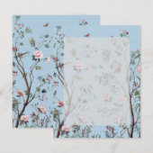 Antiek blauwe bloem RSVP kaartje (Voorkant / Achterkant)