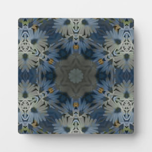 Antiek Blauwe Daisy Bloemen Fotoplaat