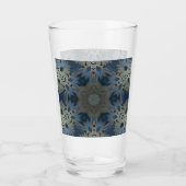 Antiek Blauwe Daisy Bloemen Glas (Achterkant)