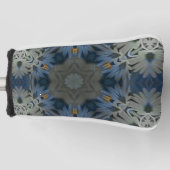 Antiek Blauwe Daisy Bloemen Golfheadcover (Voorkant)