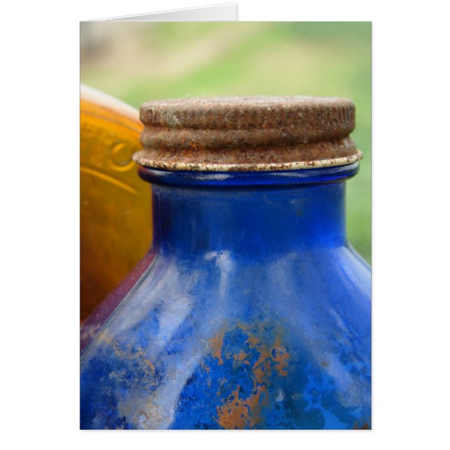 Antiek blauwe fles (Voorkant)