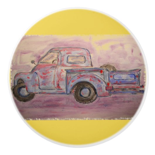 antiek blauwe patina keramische knop (Voorkant)