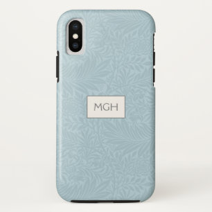 Antiek blauwe ridderspoor bloemmotief monogram iPhone XS hoesje