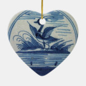 Antiek Blauwe Tile - Duck in Water Keramisch Ornament (Achterkant)