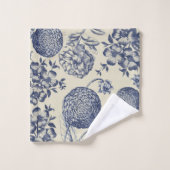 Antiek blauwe ventilator AfdrukFloral Bad Handdoek (Wasdoekje)
