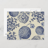 Antiek blauwe ventilator AfdrukFloral Briefkaart (Voorkant / Achterkant)