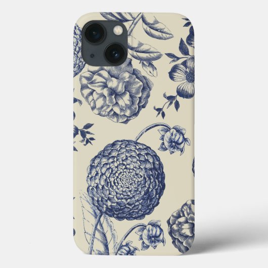 Antiek blauwe ventilator AfdrukFloral Case-Mate iPhone Case (Achterkant)