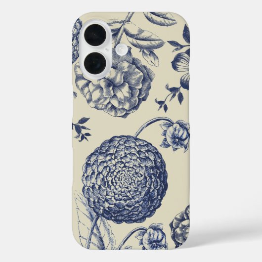 Antiek blauwe ventilator AfdrukFloral Case-Mate iPhone Case (Achterkant)