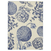 Antiek blauwe ventilator AfdrukFloral Klembord (Achterkant)