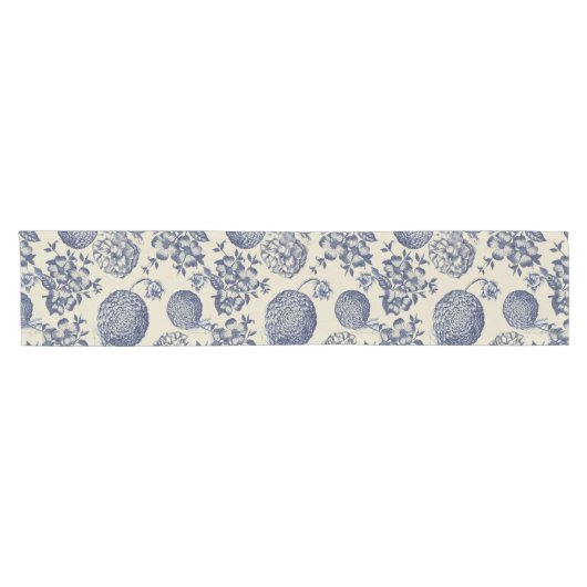 Antiek blauwe ventilator AfdrukFloral Korte Tafelloper (Horizontaal)