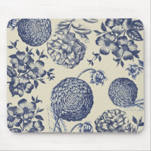 Antiek blauwe ventilator AfdrukFloral Muismat