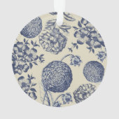 Antiek blauwe ventilator AfdrukFloral Ornament (achterkant)