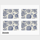Antiek blauwe ventilator AfdrukFloral Rechthoekige Sticker (Vel)