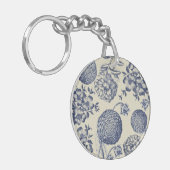 Antiek blauwe ventilator AfdrukFloral Sleutelhanger (Voorkant Links)