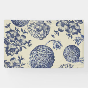 Antiek blauwe ventilator AfdrukFloral Spandoek