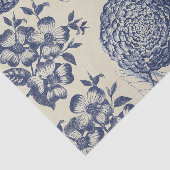 Antiek blauwe ventilator AfdrukFloral Tissuepapier (Detail)
