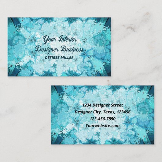 Antiek Blauwgroen Blauw Groen Waterverf Textuur Visitekaartje (Voorkant / Achterkant)