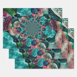 Antiek Blauwgroen blauwe retro-ballonnen met turk Inpakpapier Vel