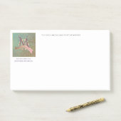 /Antiek Blauwgroen&Blush Business Monogram Post-it® Notes (Op bureau)