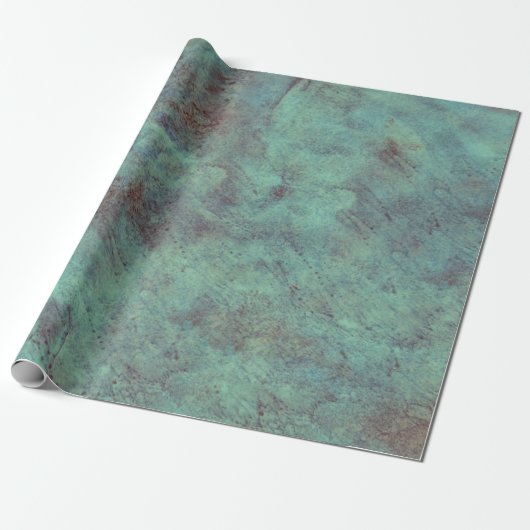  Antiek Blauwgroen bruin getextureerd ontspringen Cadeaupapier (Uitgerold)