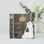 Antiek Bling KROONLUCHTER BRUILOFT UITNODIGINGEN (Staand voorkant)