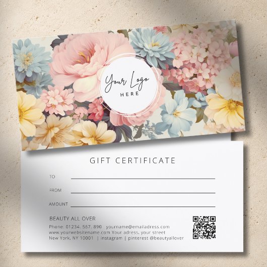 Antiek bloem logo QR-code cadeaubon