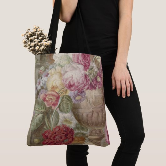 Antiek Bloemen Boeket Canvas tas (Dichtbij)
