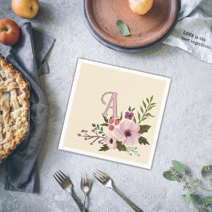 Antiek Bloemen Custom Monogram Initiaal Servet