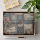 Antiek Bloemen Denim Patchwork Decoupage Print Tissuepapier (Geschenk)