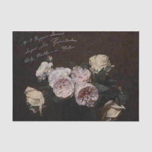 Antiek Bloemen met Script Tissuepapier (Voorkant)