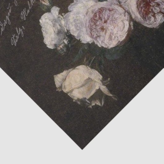 Antiek Bloemen met Script Tissuepapier (Detail)